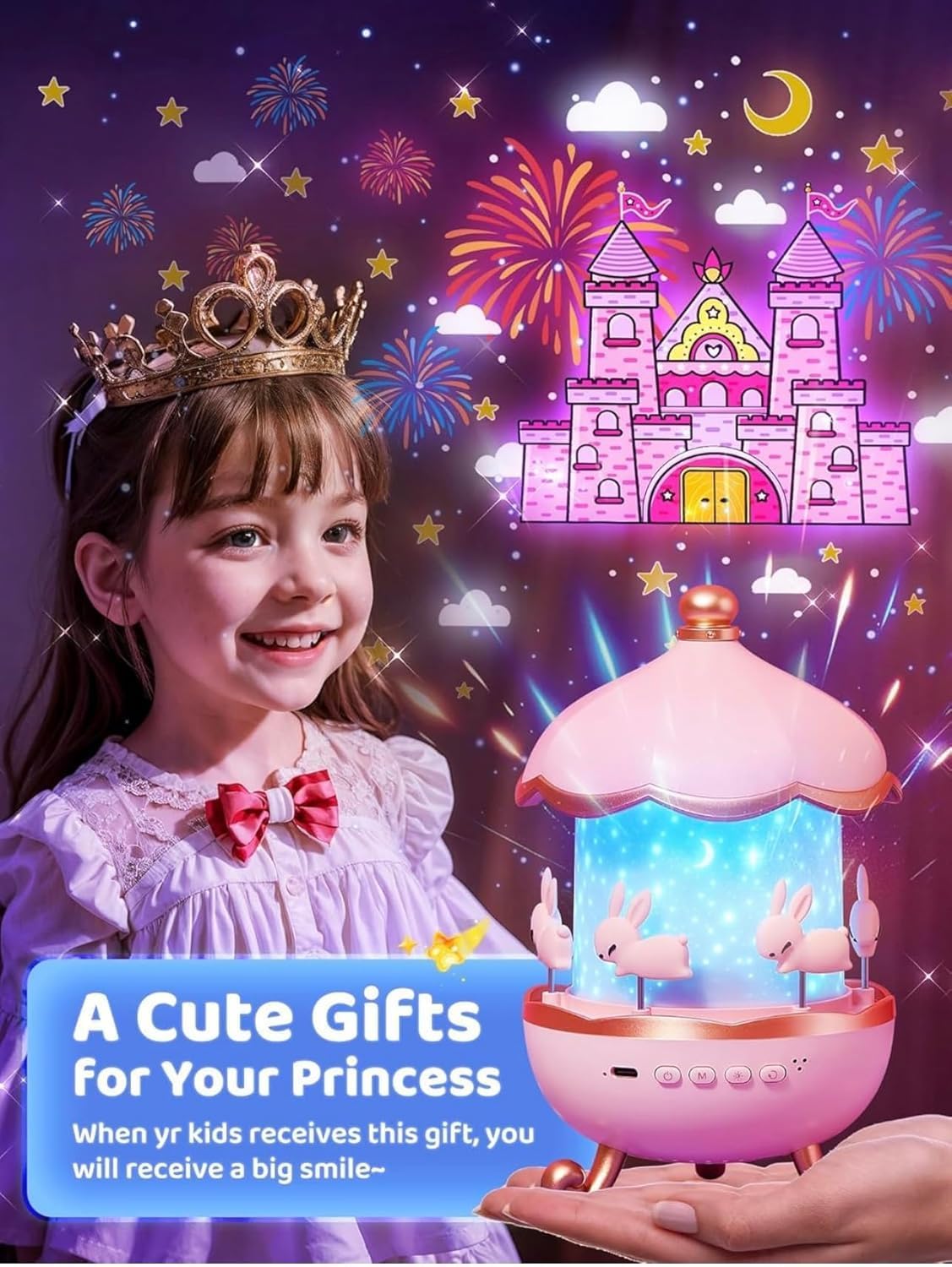 GlowBunny Starry Night Lamp – Music & Rotating Light Show