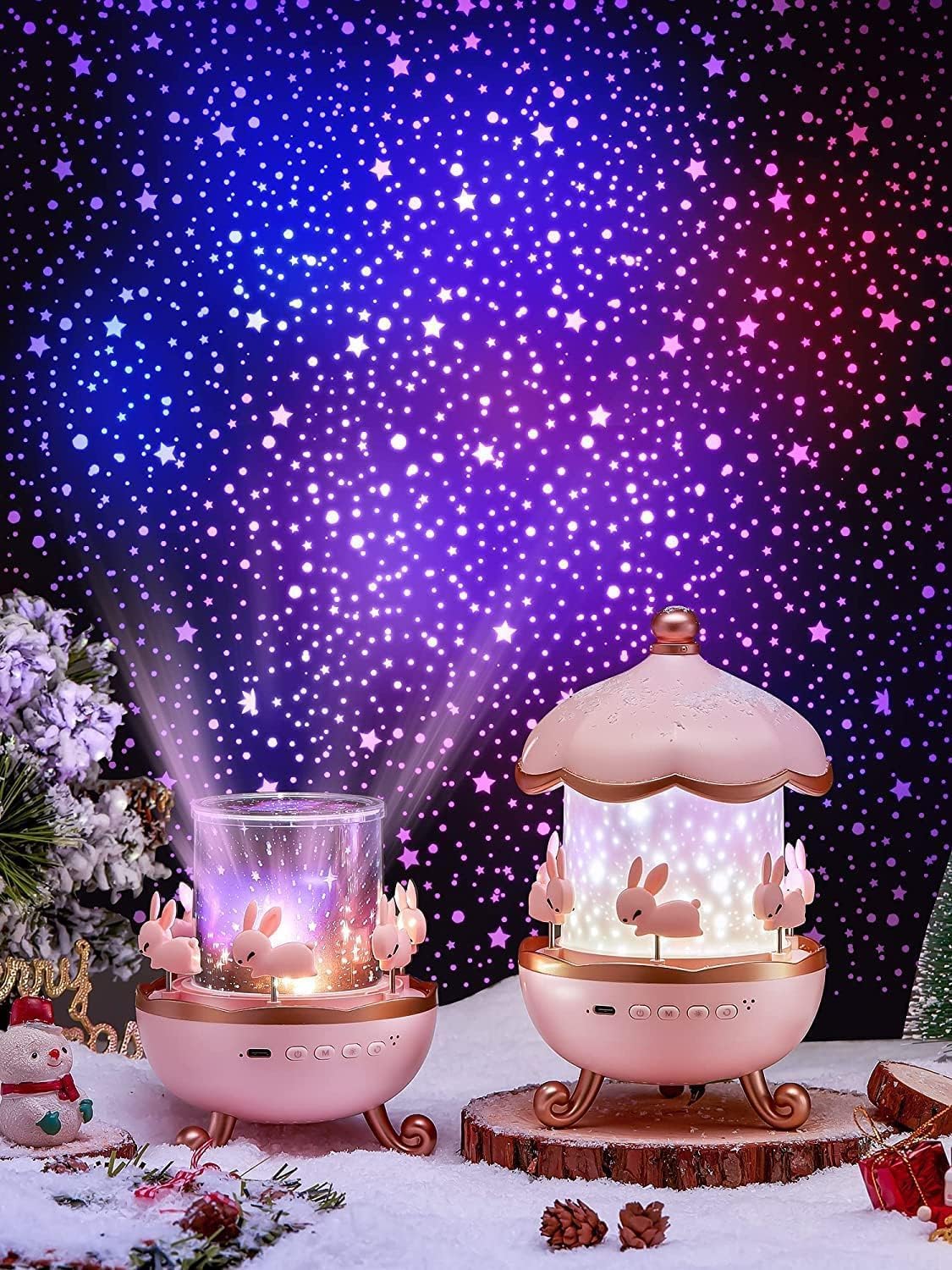 GlowBunny Starry Night Lamp – Music & Rotating Light Show