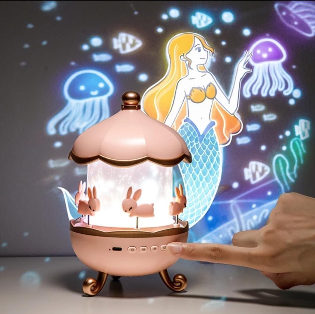 GlowBunny Starry Night Lamp – Music & Rotating Light Show