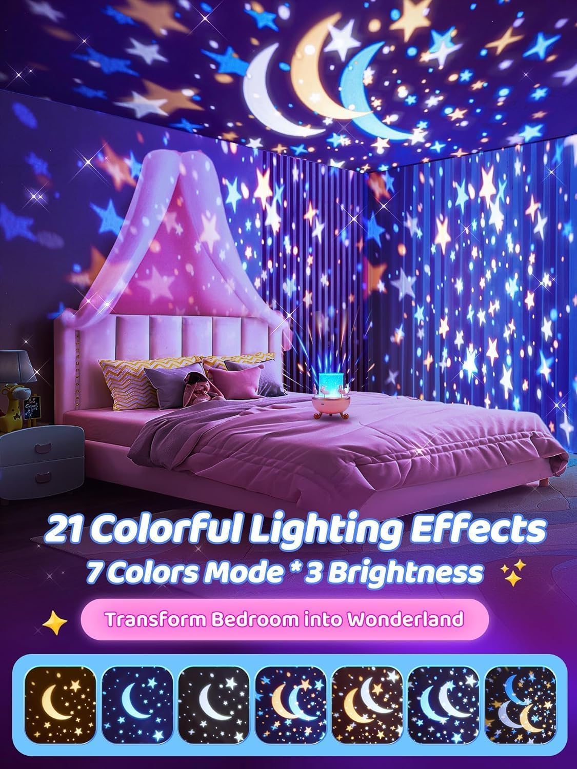 GlowBunny Starry Night Lamp – Music & Rotating Light Show